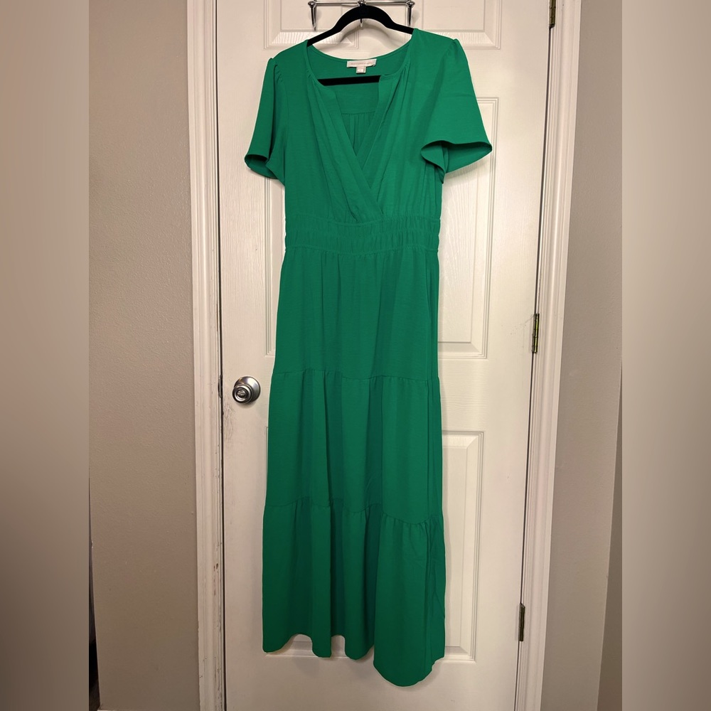 LG Green Monteau Dress with Pockets